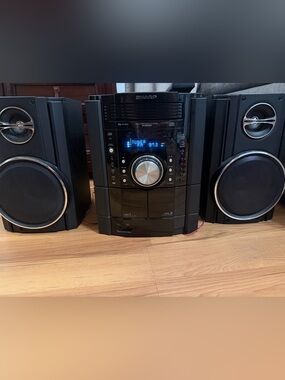 Sharp Black Mini Stereo System with Dual Speakers
